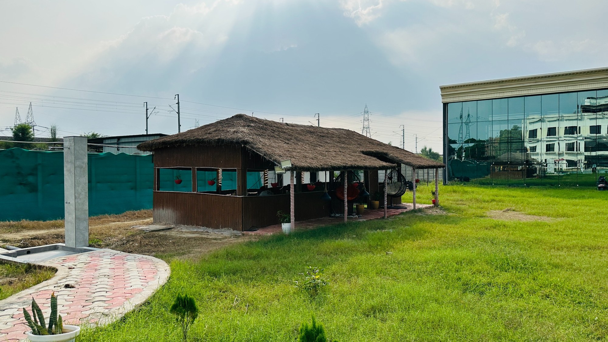 Thatched garden seating pavilion